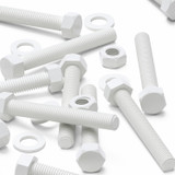 10x White PP Hex Head Plastic Screws & Bolts M10 x 75 mm, Nuts & Washers