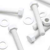 10x White PP Hex Head Plastic Screws & Bolts M10 x 75 mm, Nuts & Washers