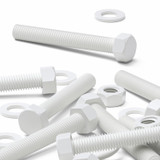 10x White PP Hex Head Plastic Screws & Bolts M10 x 75 mm, Nuts & Washers
