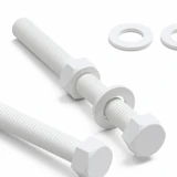 10x White PP Hex Head Plastic Screws & Bolts M10 x 100 mm, Nuts & Washers