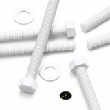 10x White PP Hex Head Plastic Screws & Bolts M10 x 100 mm, Nuts & Washers