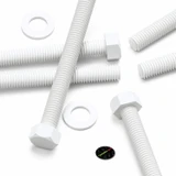 10x White PP Hex Head Plastic Screws & Bolts M10 x 100 mm, Nuts & Washers
