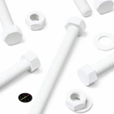 10x White PP Hex Head Plastic Screws & Bolts M10 x 100 mm, Nuts & Washers