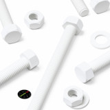 10x White PP Hex Head Plastic Screws & Bolts M10 x 100 mm, Nuts & Washers