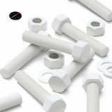 5x White PP Hex Head Plastic Screws & Bolts M20 x 100 mm, Nuts & Washers