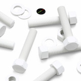 5x White PP Hex Head Plastic Screws & Bolts M20 x 100 mm, Nuts & Washers