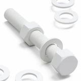 5x White PP Hex Head Plastic Screws & Bolts M20 x 150 mm, Nuts & Washers