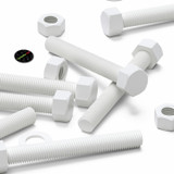 5x White PP Hex Head Plastic Screws & Bolts M20 x 150 mm, Nuts & Washers