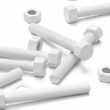 5x White PP Hex Head Plastic Screws & Bolts M20 x 150 mm, Nuts & Washers