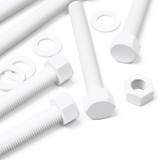 5x White PP Hex Head Plastic Screws & Bolts M20 x 150 mm, Nuts & Washers