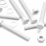 5x White PP Hex Head Plastic Screws & Bolts M20 x 150 mm, Nuts & Washers