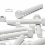 5x White PP Hex Head Plastic Screws & Bolts M20 x 150 mm, Nuts & Washers