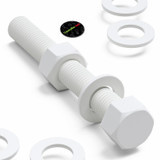 5x White PP Hex Head Plastic Screws & Bolts M20 x 150 mm, Nuts & Washers