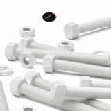 5x White PP Hex Head Plastic Screws & Bolts M16 x 150 mm, Nuts & Washers