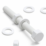 5x White PP Hex Head Plastic Screws & Bolts M16 x 150 mm, Nuts & Washers