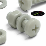 50x Glass Filled Nylon Pan Head Machine Screws M6 x 20 mm, Nuts & Washers