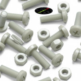 50x Glass Filled Nylon Pan Head Machine Screws M6 x 20 mm, Nuts & Washers