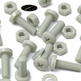 50x Glass Filled Nylon Pan Head Machine Screws M6 x 20 mm, Nuts & Washers