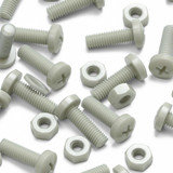 50x Glass Filled Nylon Pan Head Machine Screws M6 x 20 mm, Nuts & Washers