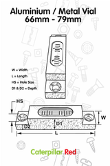 Metal Precision Level Glass Vial, Spirit Bubble Level, 66 mm, MGV-661514-CS