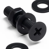 50x viti metriche svasate a croce in nylon nero M4 x 20 mm, dadi/rondelle
