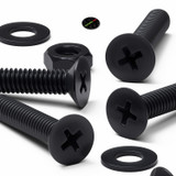 50x Black Nylon Countersunk Cross Machine Screws M4 x 20 mm, Nuts & Washers