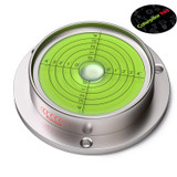 Metal Flanged 90 mm Diameter Bullseye Spirit Bubble Level, Round, Green