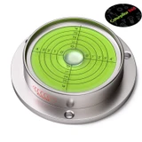 Metal Flanged 90 mm Diameter Bullseye Spirit Bubble Level, Round, Green