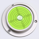 Metal Flanged 90 mm Diameter Bullseye Spirit Bubble Level, Round, Green