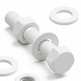 10x White PP Hex Head Plastic Screws & Bolts M10 x 60 mm, Nuts & Washers