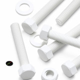 10x White PP Hex Head Plastic Screws & Bolts M10 x 60 mm, Nuts & Washers