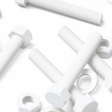 10x White PP Hex Head Plastic Screws & Bolts M10 x 60 mm, Nuts & Washers