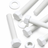 10x White PP Hex Head Plastic Screws & Bolts M10 x 60 mm, Nuts & Washers