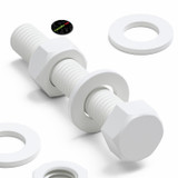 10x White PP Hex Head Plastic Screws & Bolts M10 x 60 mm, Nuts & Washers