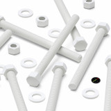 5x White PP Hex Head Plastic Screws & Bolts M12 x 150 mm, Nuts & Washers
