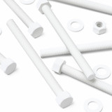 5x White PP Hex Head Plastic Screws & Bolts M12 x 150 mm, Nuts & Washers