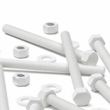 5x White PP Hex Head Plastic Screws & Bolts M12 x 150 mm, Nuts & Washers