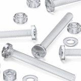 60x viti acriliche trasparenti a testa cilindrica M6 x 60mm + dadi/rondelle
