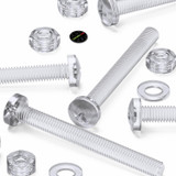60x Clear Acrylic Pan Head Plastic Screws & Bolts M6 x 60 mm, Nuts & Washers