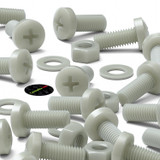 50x Glass Filled Nylon Pan Head Machine Screws M8 x 20 mm, Nuts & Washers