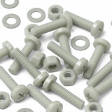 50x viti metriche in nylon naturale M5 x 16 mm + dadi e rondelle