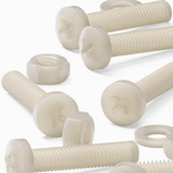 50x Natural Nylon Pan Head Machine Screws & Bolts M6 x 30 mm, Nuts & Washers