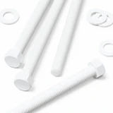 10x White PP Hex Head Plastic Screws & Bolts M8 x 100 mm, Nuts & Washers
