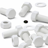 20x White PP Hex Head Plastic Screws & Bolts M10 x 20 mm, Nuts & Washers