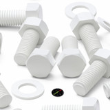20x White PP Hex Head Plastic Screws & Bolts M10 x 20 mm, Nuts & Washers
