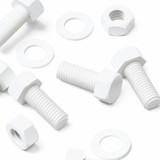 20x White PP Hex Head Plastic Screws & Bolts M10 x 20 mm, Nuts & Washers