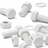 20x White PP Hex Head Plastic Screws & Bolts M10 x 20 mm, Nuts & Washers