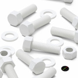 20x viti esagonali bianche in PP M12 x 40 mm, dadi e rondelle