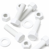 20x viti esagonali bianche in PP M12 x 40 mm, dadi e rondelle