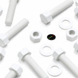 10x White PP Hex Head Plastic Screws & Bolts M12 x 50 mm, Nuts & Washers